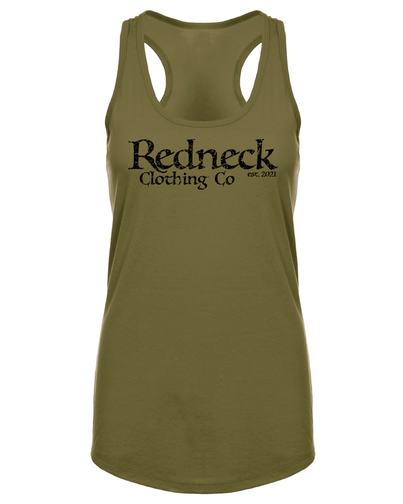 Women’s Racerback Tank Top - Redneck Black Logo - Redneck Clothing Co.